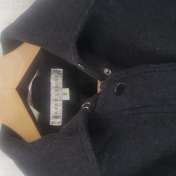 Larry Levine dark charcoal black wool blend car coat, zips snaps Size 8 - Picture 3 of 9